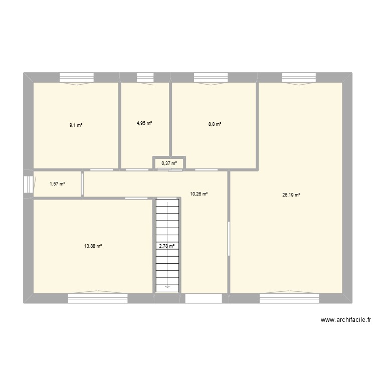 alter. Plan de 9 pièces et 78 m2