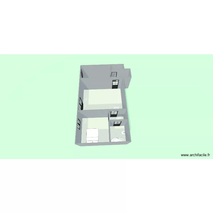 apt avant travaux. Plan de 7  et 48 m²