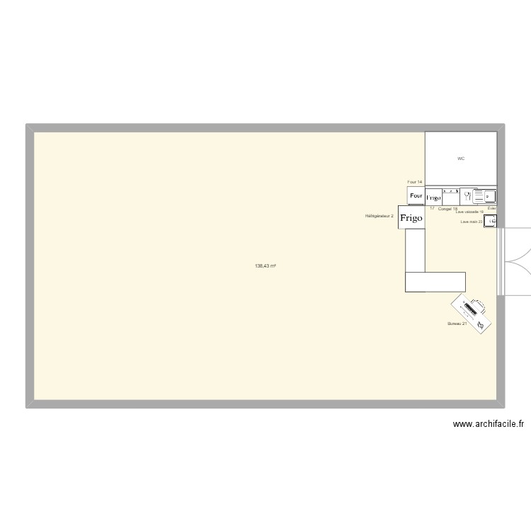 Atelier. Plan de 1 pièce et 138 m2