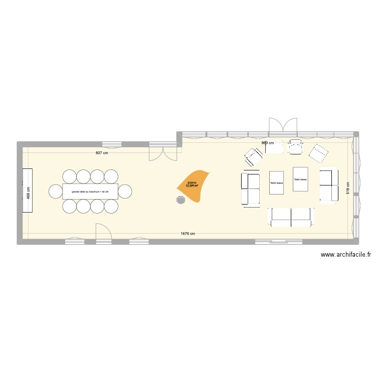veranda pageas. Plan de 1 pièce et 83 m2