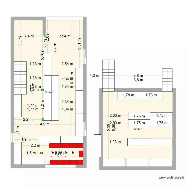 S§tock. Plan de 2 et 97 m² S§tock. Plan de 2 et 97 m²
