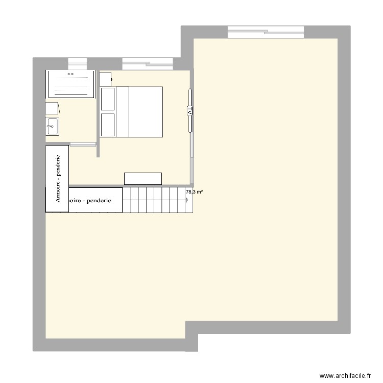 rdC 135 11012024. Plan de 1 pièce et 78 m2
