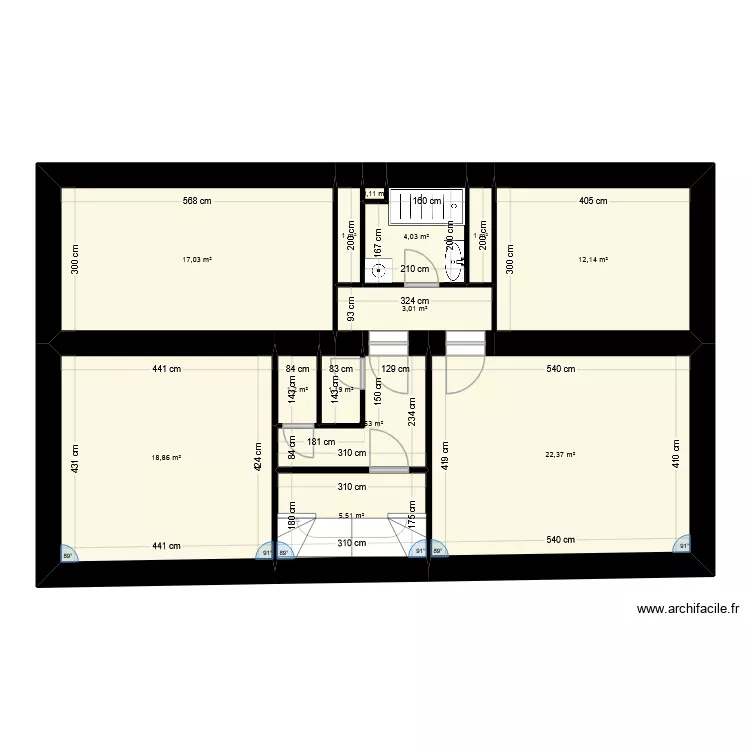 cauvin champa existant. Plan de 13  et 92 m²