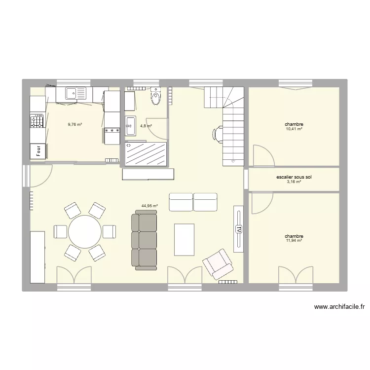 Plan envisag&eacute; v10 bis. Plan de 6 Pièces et 85 m²