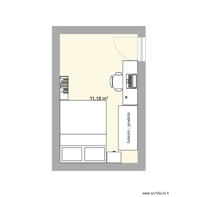 Hrishika Reims. Plan de 1 pièce et 11 m2