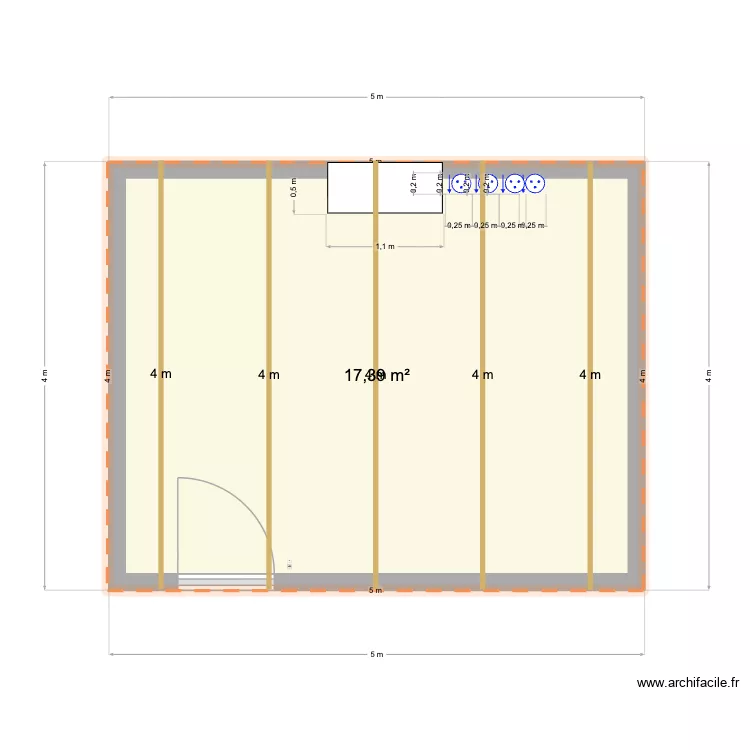 Abri de jardin. Plan de 1 Pièce et 17 m² Abri de jardin. Plan de 1 Pièce et 17 m²