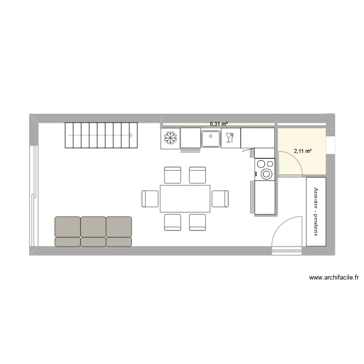plan rez de chauss&eacute; capbreton. Plan de 2 Pièces et 2 m²