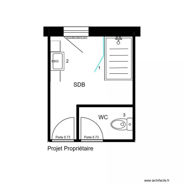 Meslier Projet. Plan de 2  et 8 m²