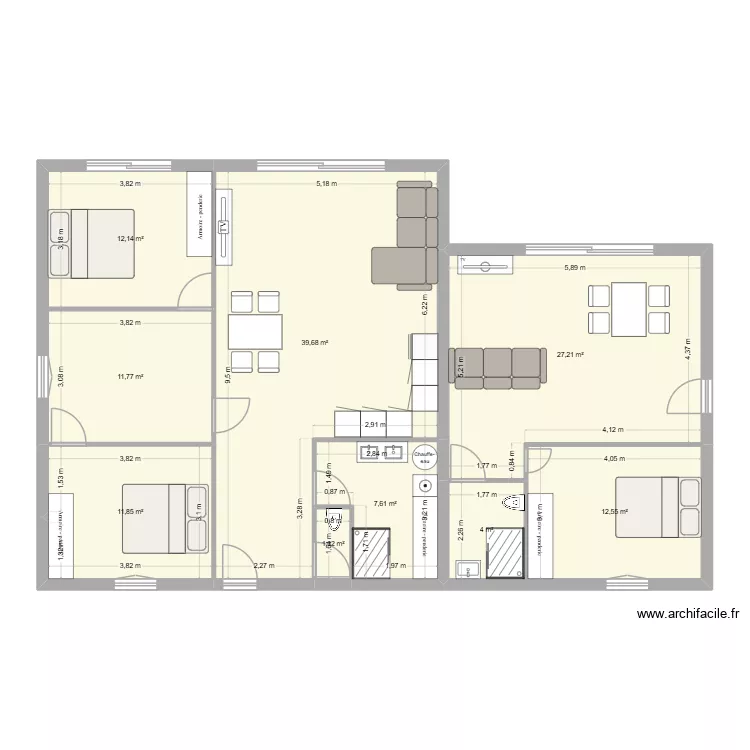 flo. Plan de 9 Pièces et 128 m²