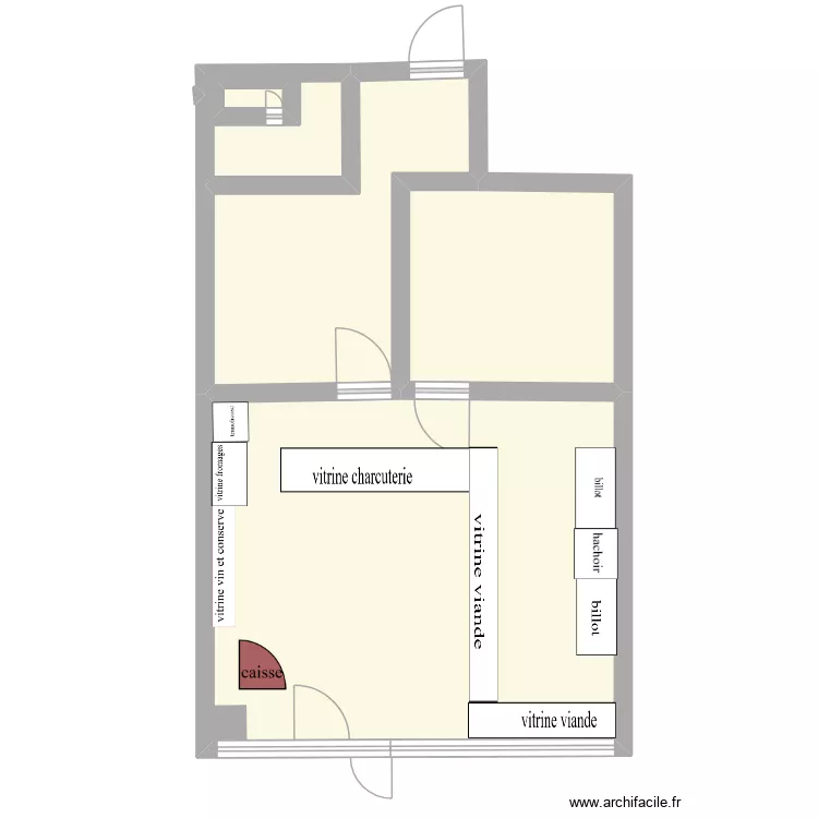 boucherie terre de viande. Plan de 5  et 49 m²