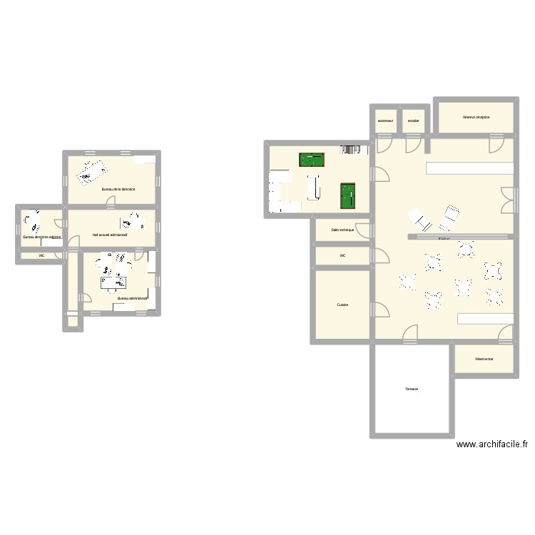 hotel. Plan de 17 pièces et 200 m2