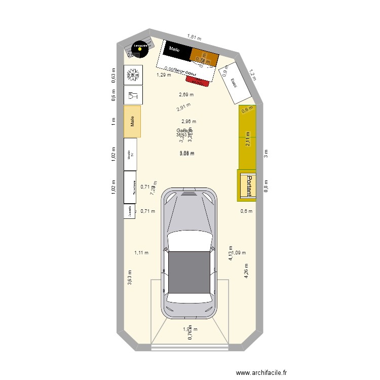 Garage. Plan de 1 pièce et 37 m2
