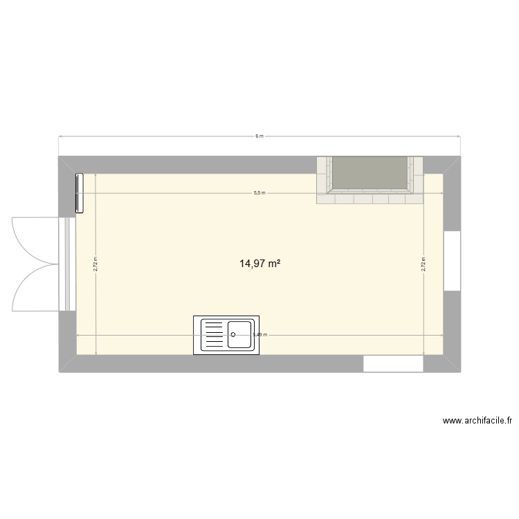 Maison Cuisine. Plan de 1 pièce et 15 m2