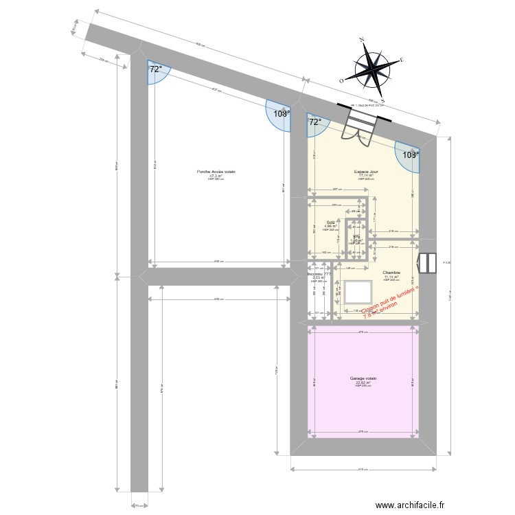 TERRINE. Plan de 7 pièces et 107 m2