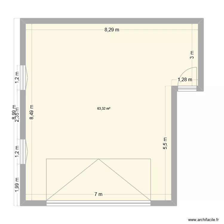 GrageV2. Plan de 1 pièce et 63 m² GrageV2. Plan de 1 pièce et 63 m²