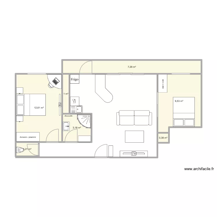 appartement bill&egrave;re. Plan de 7  et 35 m²