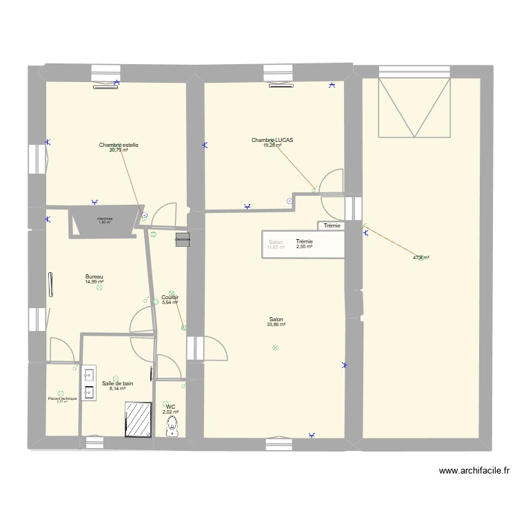 etage projet plomberie. Plan de 0 pièce et 0 m2
