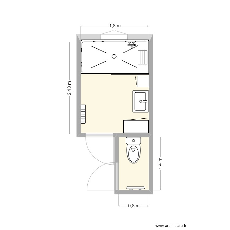 Cytrona après. Plan de 2 pièces et 5 m2