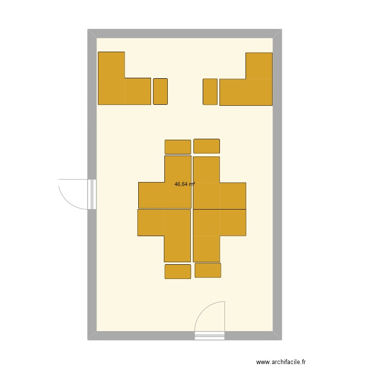 bureau. Plan de 1 pièce et 47 m2