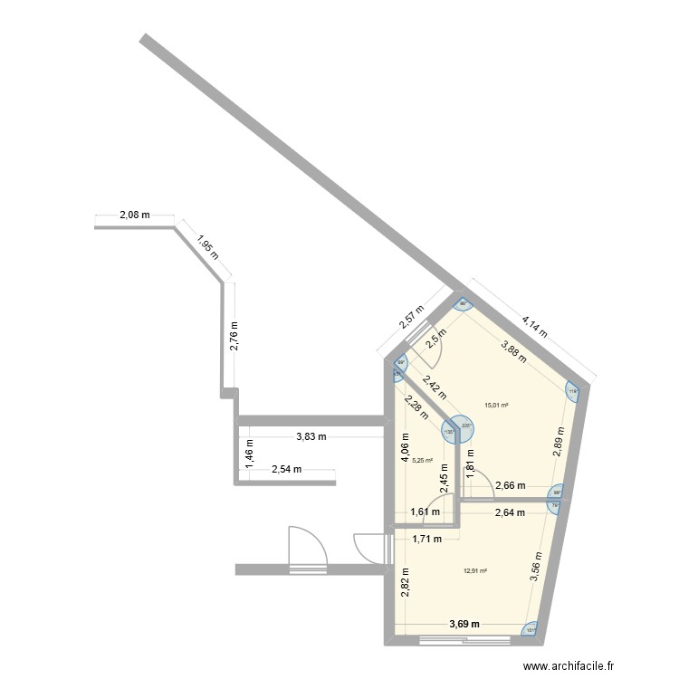 plan garage et entrée. Plan de 3 pièces et 33 m2