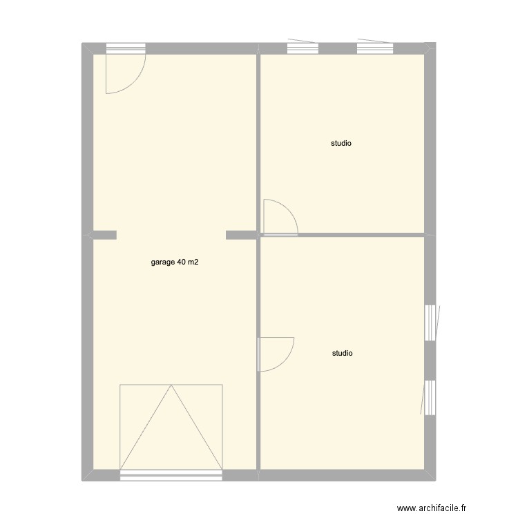 garage / studio. Plan de 3 pièces et 75 m2