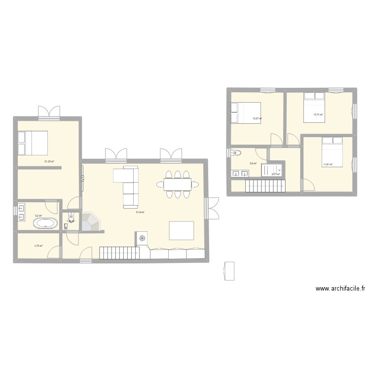 aud. Plan de 10 pièces et 133 m2