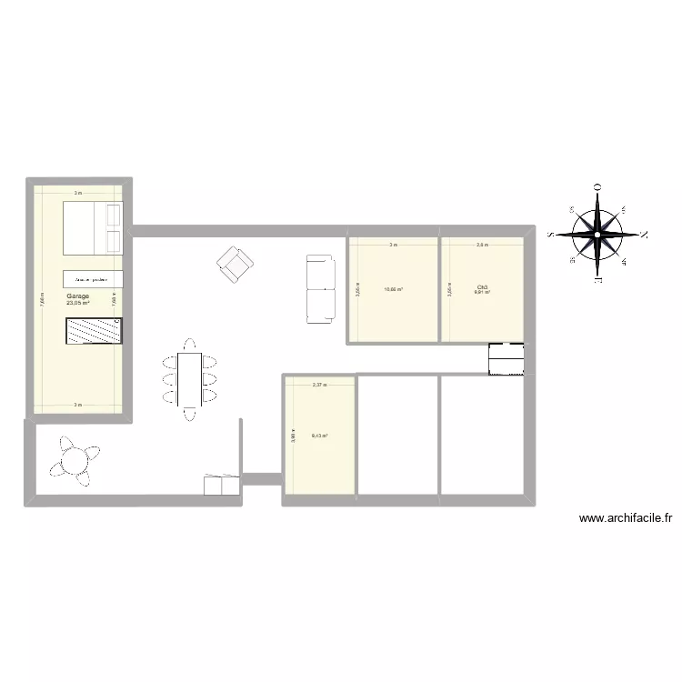 Aizenay 2. Plan de 4 pièces et 53 m²