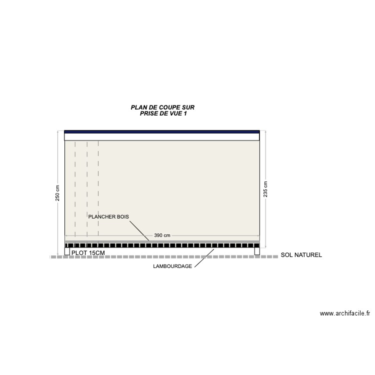 PLAN DE COUPE CABANE. Plan de 0 pièce et 0 m2