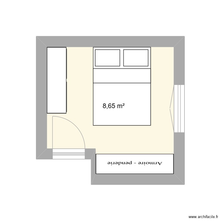 chambre 3. Plan de 1 pièce et 9 m2