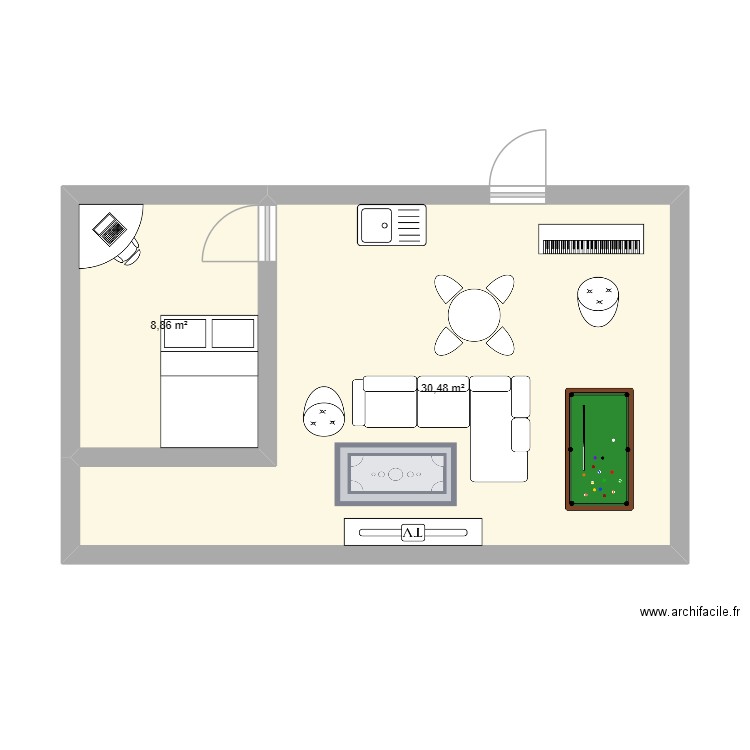 robin. Plan de 2 pièces et 39 m2