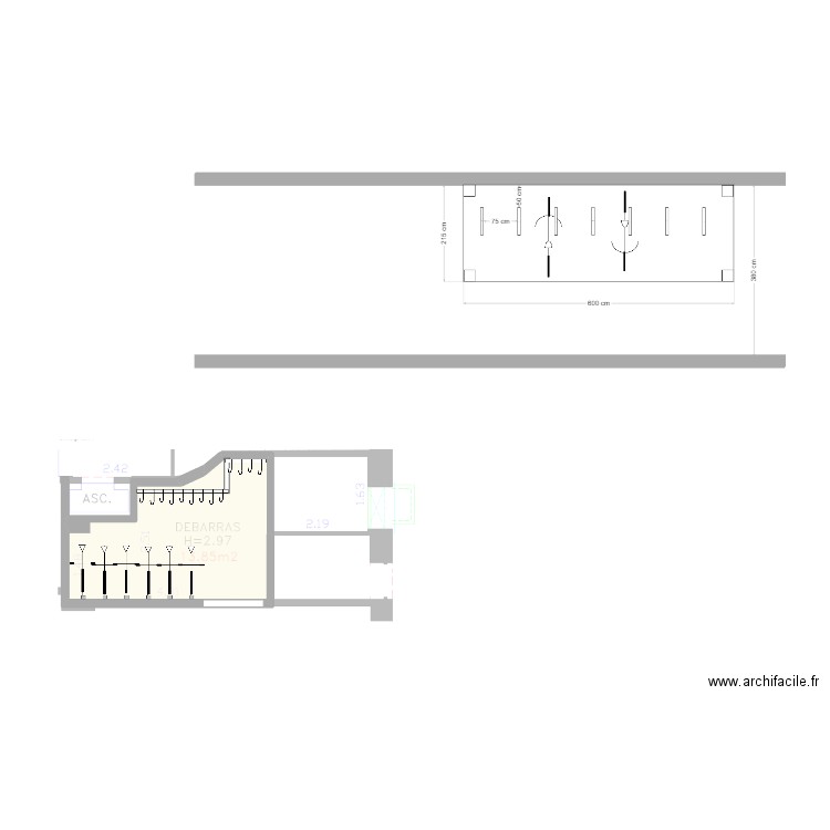 CCR Chaptal . Plan de 1 pièce et 11 m2