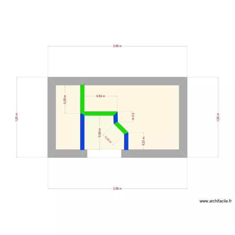 cloisons angles 2. Plan de 3  et 3 m²