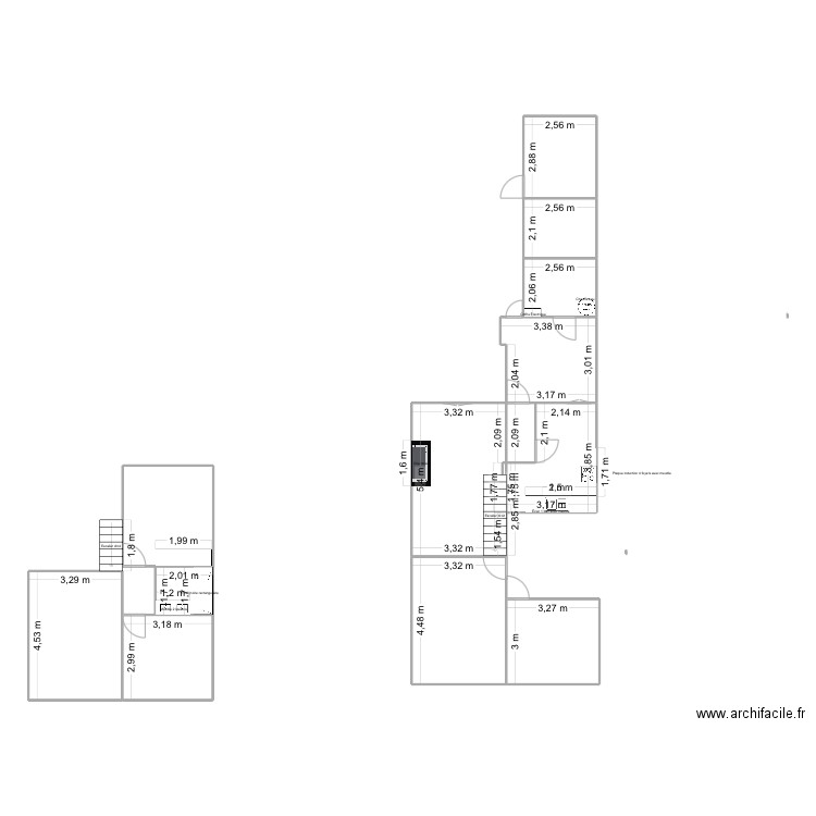 Floirac. Plan de 13 pièces et 110 m2