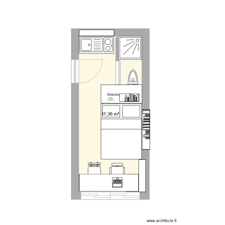 maison bea. Plan de 1 pièce et 11 m2