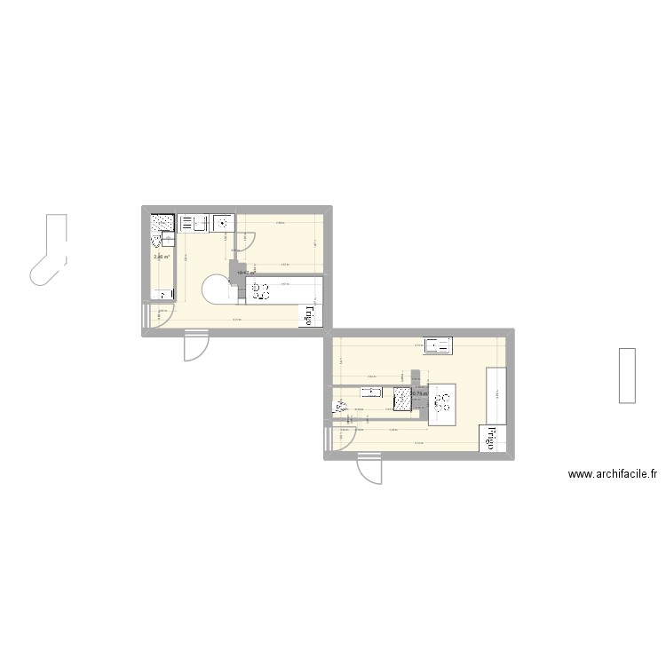plan bis. Plan de 3 pièces et 42 m2
