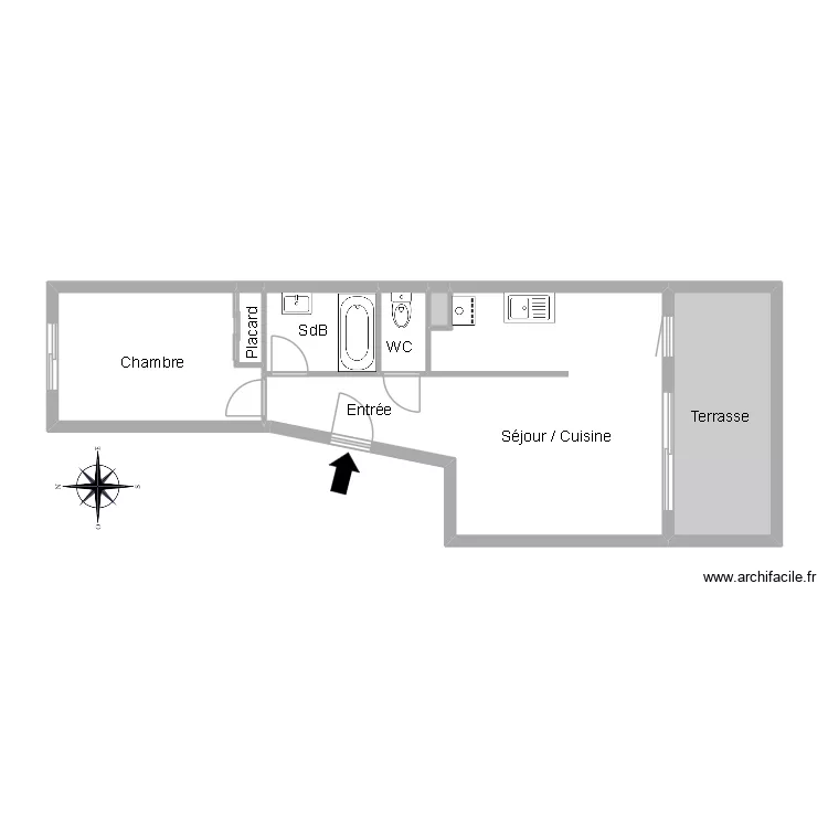 51439 COUTURIER. Plan de 7 pièces et 47 m²