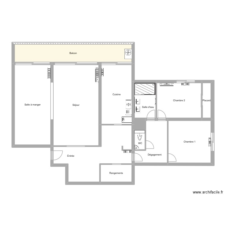 Peloux. Plan de 13 pièces et 109 m2