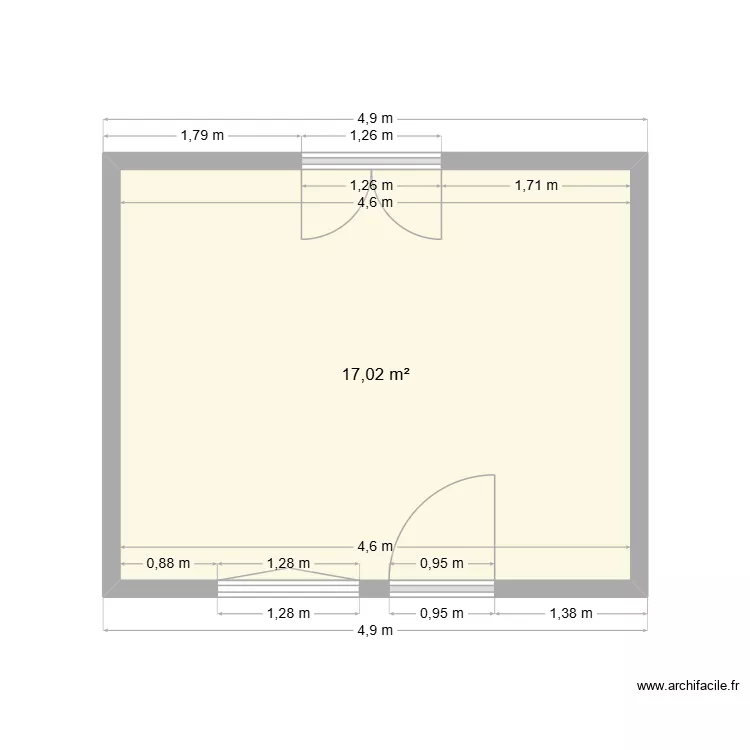 plan vide. Plan de 1  et 17 m²