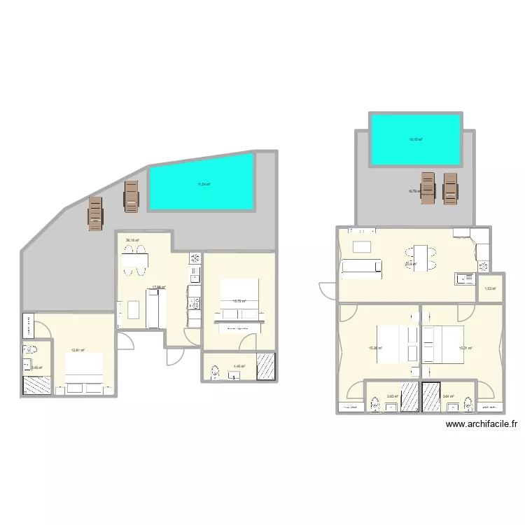 RENAISSANCE 2 HOUSES. Plan de 15  et 192 m²