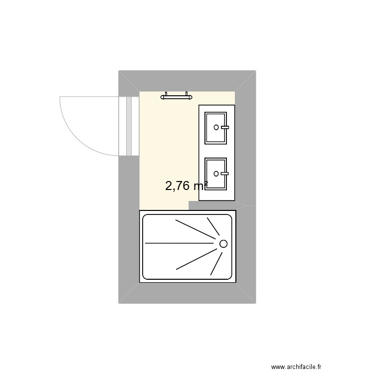 Salle de Bain privative. Plan de 1 pièce et 3 m2