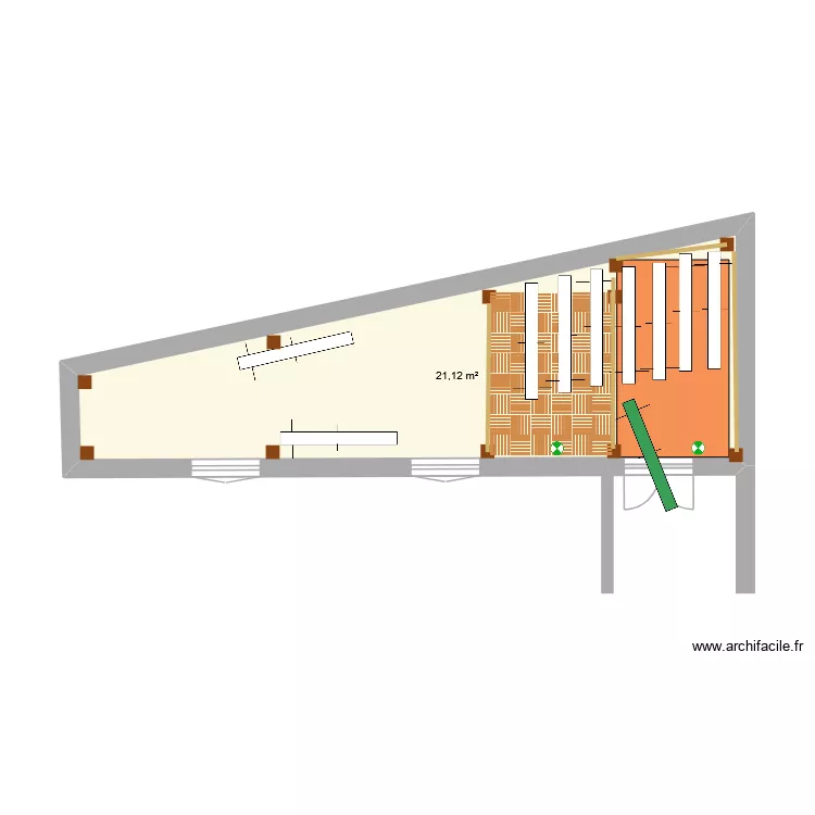 abri v&eacute;los terrasse. Plan de 1  et 21 m²