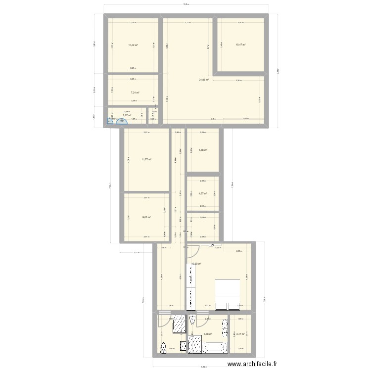 mougere proyec. Plan de 12 pièces et 146 m2