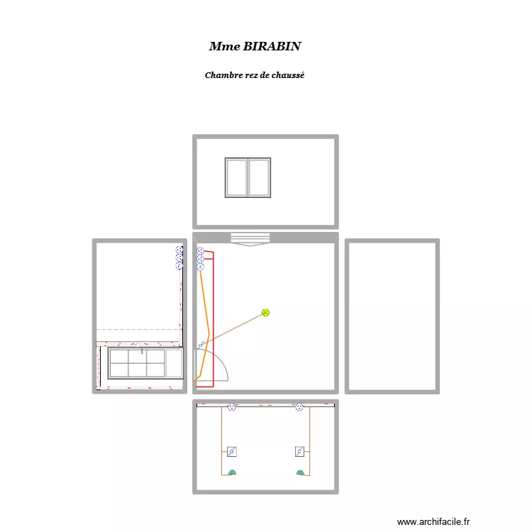 BIRABEN Chambre r. d.e.. Plan de 5  et 45 m²