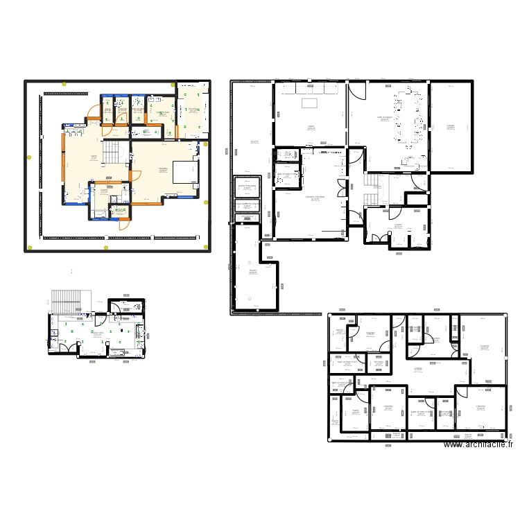 RDC1. Plan de 45 pièces et 475 m2