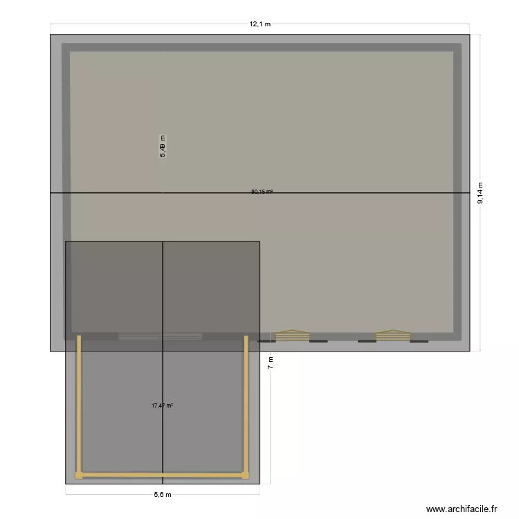 terr. Plan de 2  et 108 m²