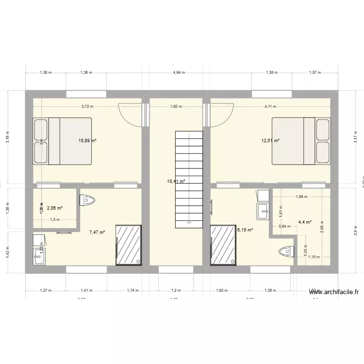 1er étage. Plan de 7 Pièces et 53 m² 1er étage. Plan de 7 Pièces et 53 m²