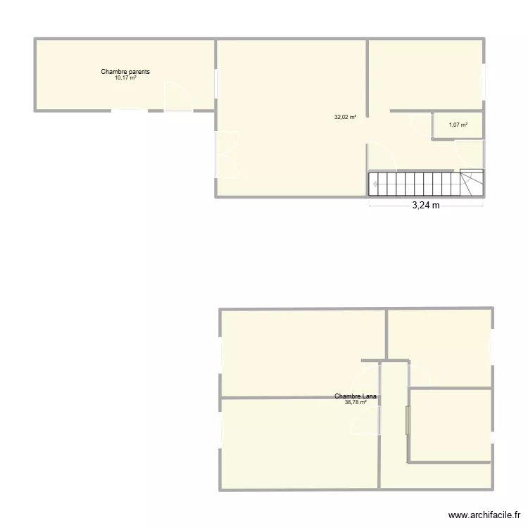 Maison RDC. Plan de 4  et 82 m²