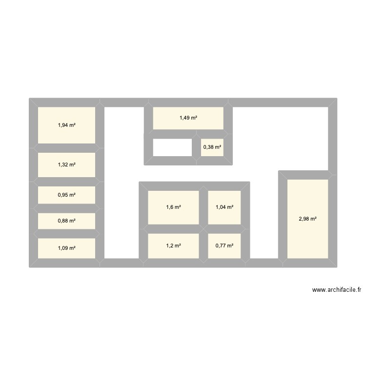 CUISINE MONIE. Plan de 12 pièces et 16 m2
