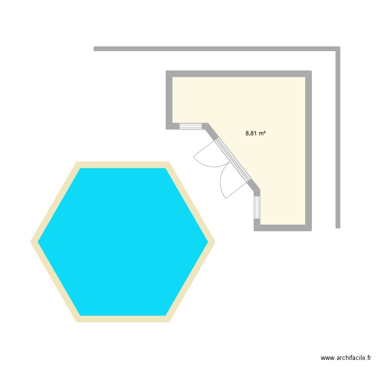 Pavillon. Plan de 1 pièce et 9 m2