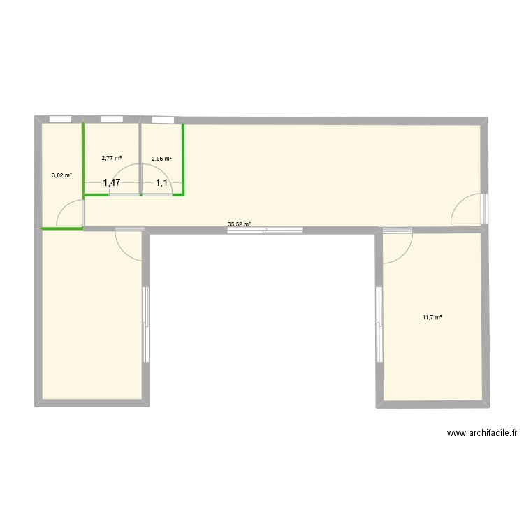 maison modulaire. Plan de 5 pièces et 55 m2